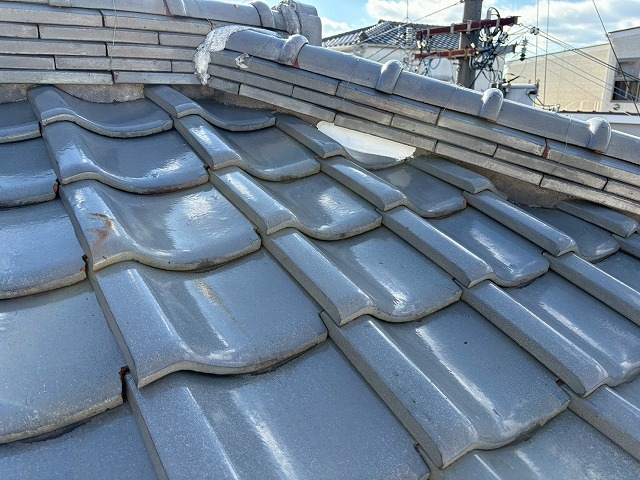 棟瓦の状態確認