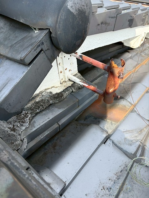 漆喰補填箇所の劣化